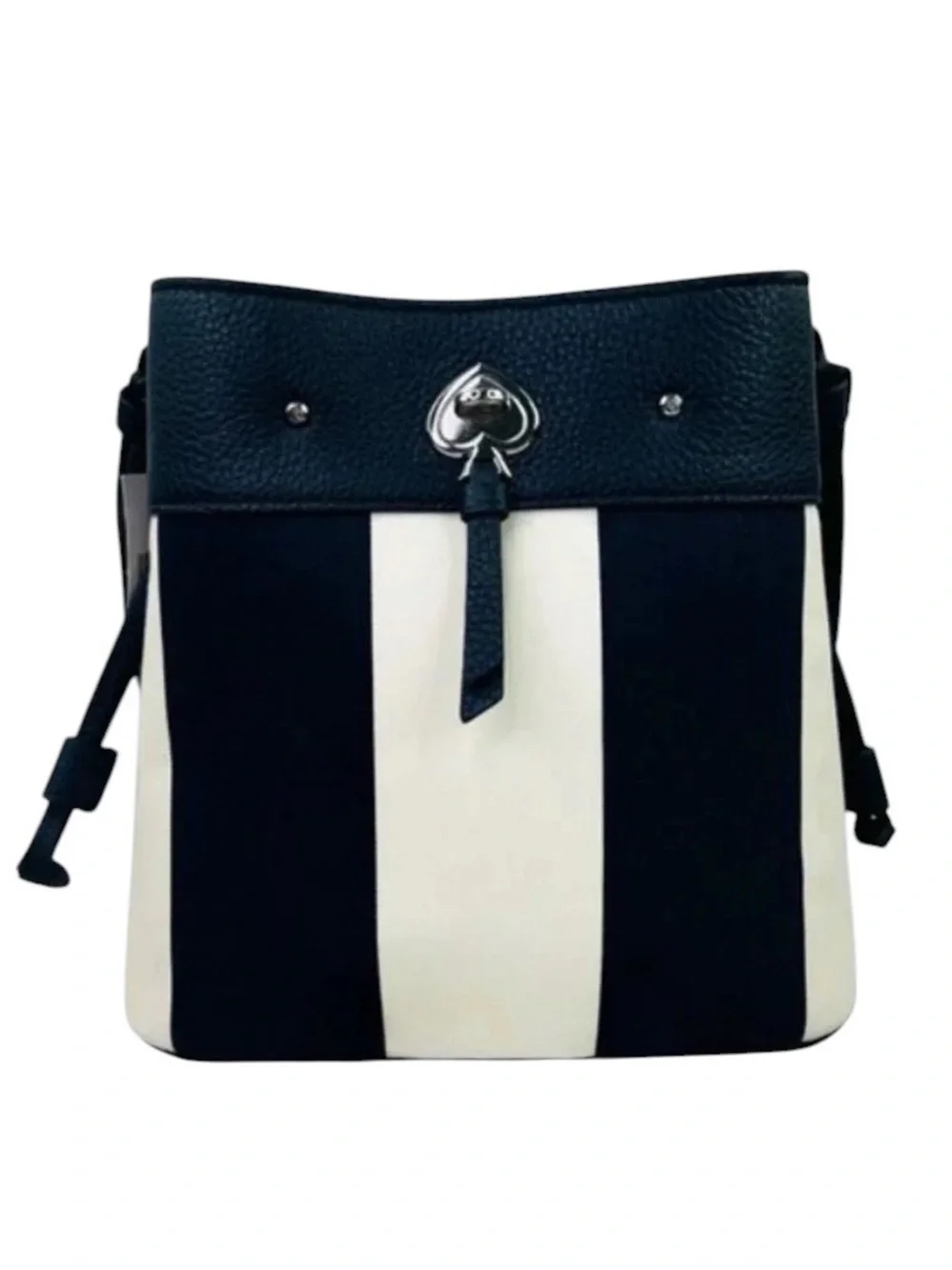Kate Spade New York Marti Even Stripe Small Bucket Bag Blazer Blue & Cream NWT